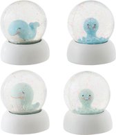 J-Line decoratie waterbal Walvis - polyresin - lichtgroen - small - set van 4