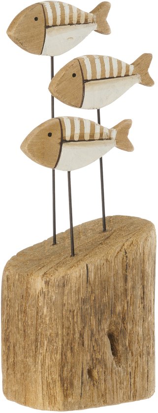 J-Line Poisson sur Base - bois - naturel/blanc - small