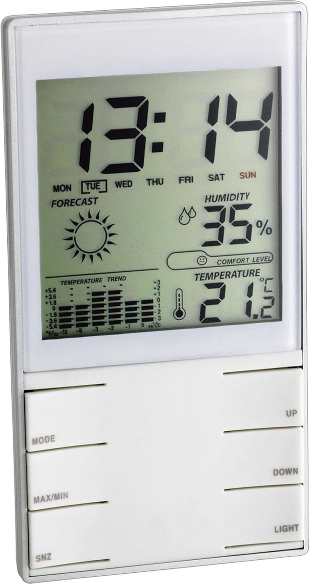 Digitale Weerstation met Binnen Temperatuur, Luchtvochtigheid en Weersvoorspelling