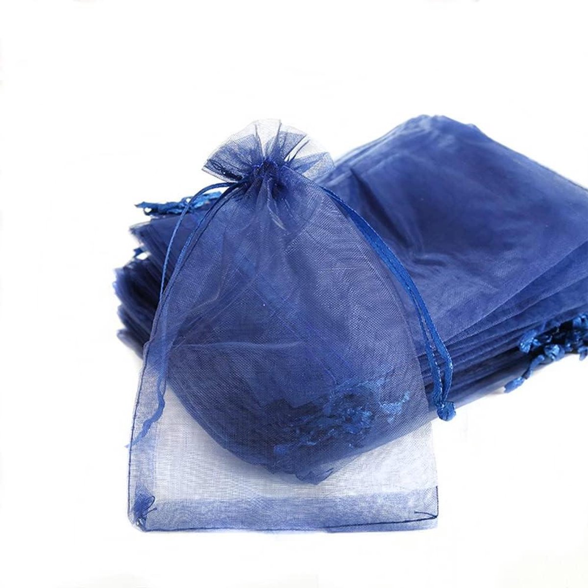 Organza zakjes voor feesten en bruiloften - 100 stuks - 20 x 30 cm - Marineblauw - Trekkoord - Festival - Party - Snoepzakjes