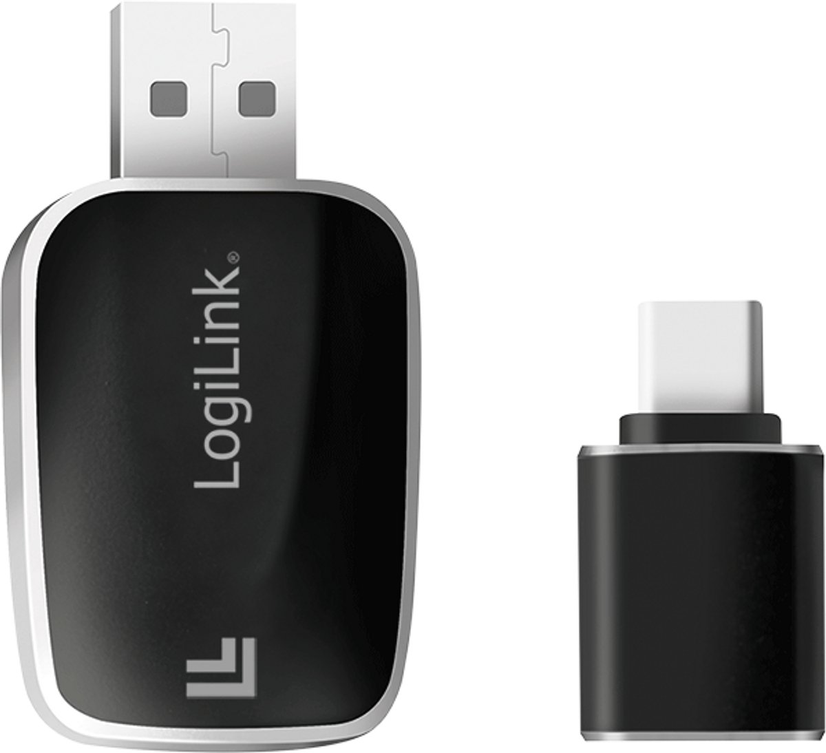 LOGILINK Draadloze Bluetooth 5.0 auto-adapter voor CarPlay en Android Auto, USB-A + USB-C, zwart