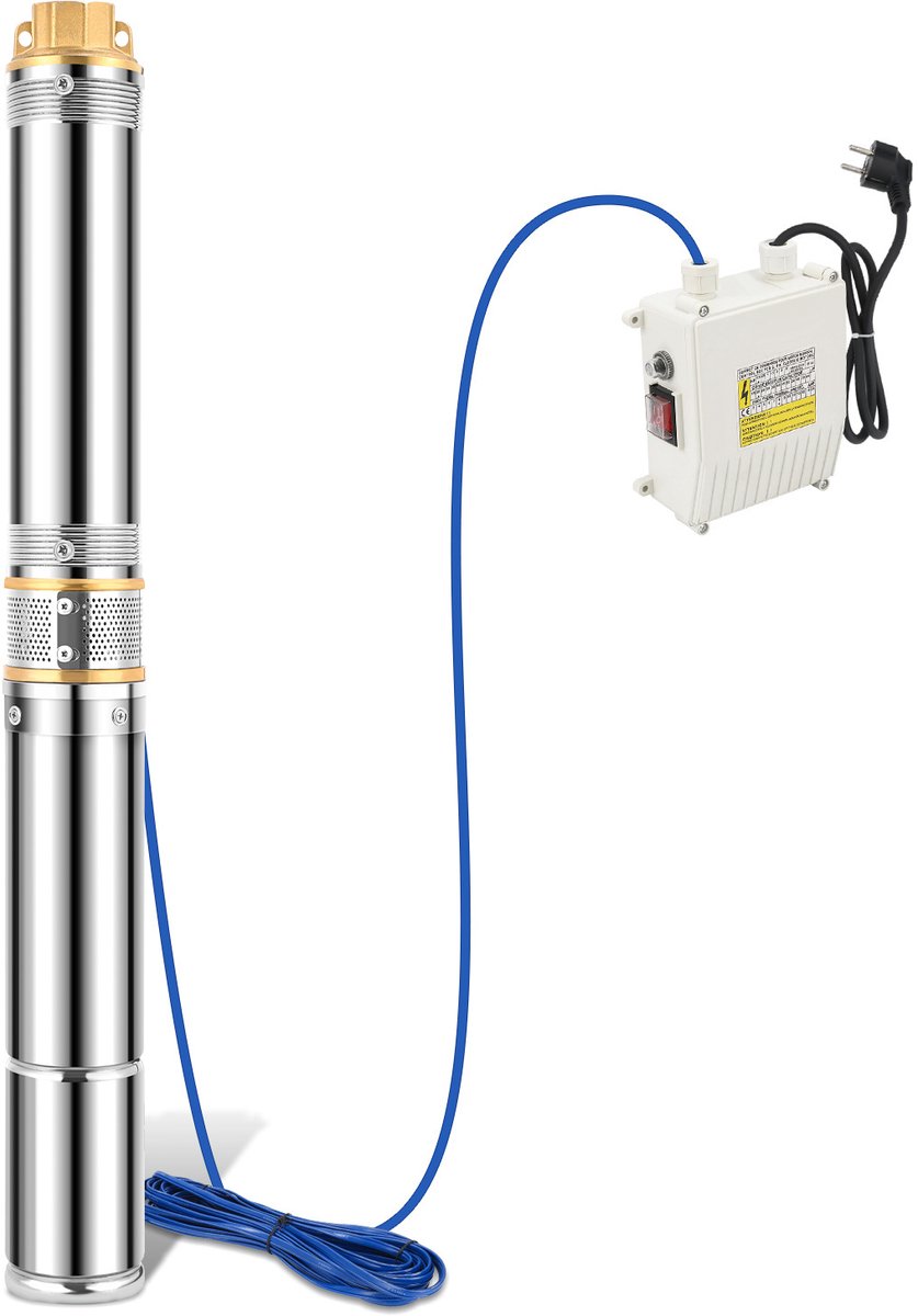 Diepe Bronpomp - Stroom 4000 L/H - 1100W Dompelpomp - Maximale Opvoerhoogte van 34m - met Externe Schakelkast en 20 m Stroomkabel - met Terugslagklep en Filter - Voor Regentonnen Reservoirs - Kanalen - Rivieren – foto 5