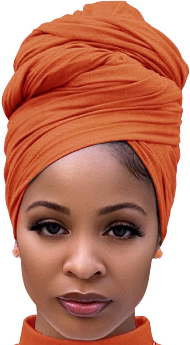 Haar Wrap - Hoofddoek Sjaal - Natuurlijk Haar - Grote Stretch Rand - Zachte Stof - Zwart