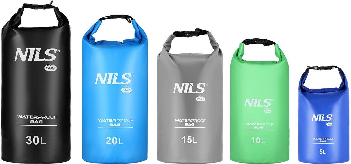 NILS CAMP NC1703 - Waterdichte Zak - 30L - Zwart - PVC Constructie