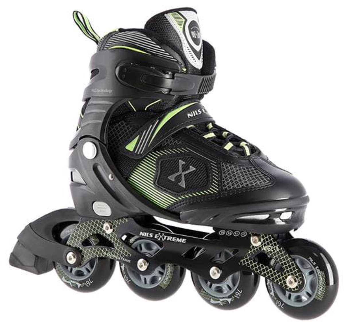 Nils Extreme NA9080 - Zwart/Groene Skeelers - ABEC9 - Verstelbaar