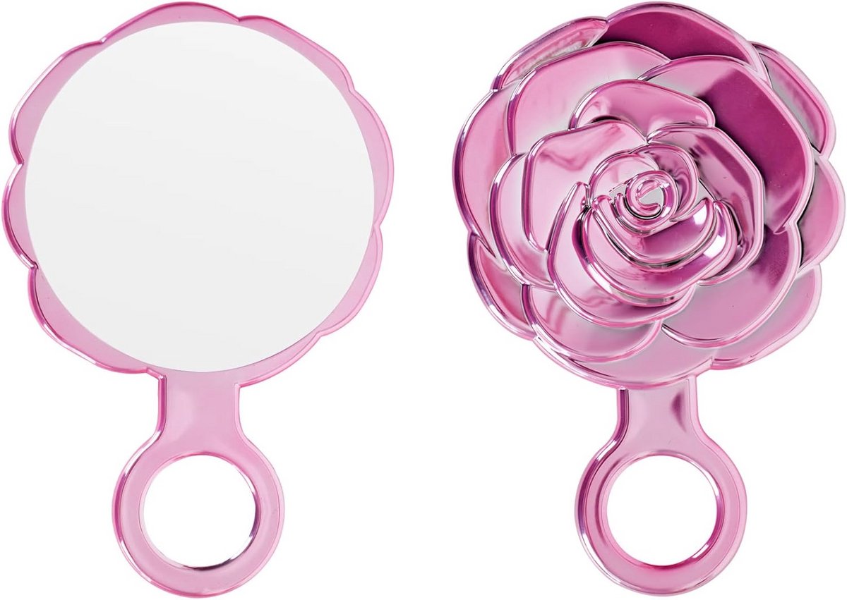 Ronde Handspiegel met Handvat in Rosebud Stijl