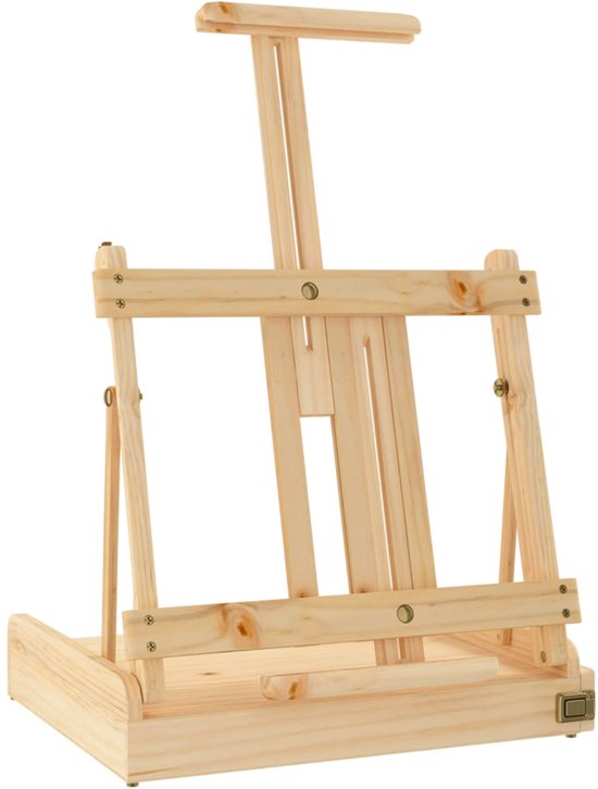 VidaXL Tafelezel Met Lade – 33,5x25,5x7 Cm, Massief Grenenhout, Ideaal Voor Kunstenaars, Studenten En Hobbyisten