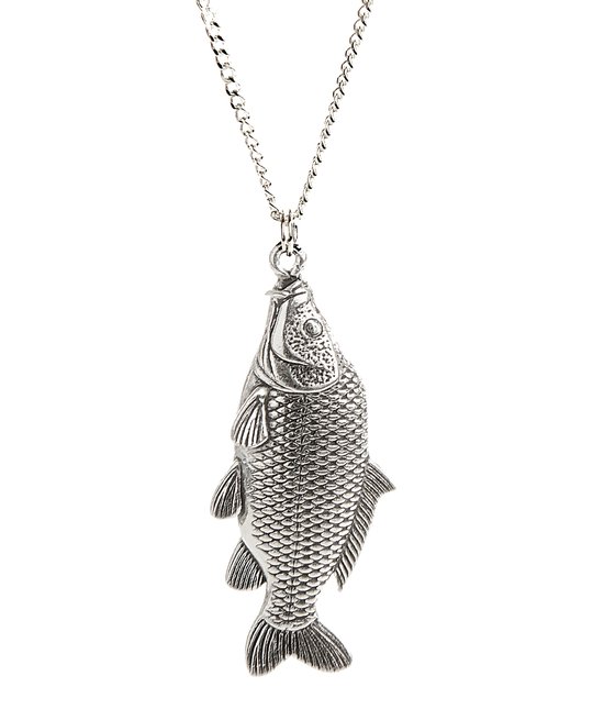 Pendentif Échelle Carpe + Chaîne Argent 50 cm (Hommes) Pendentif Poisson Chaîne Poisson Chaîne Argentée Poisson