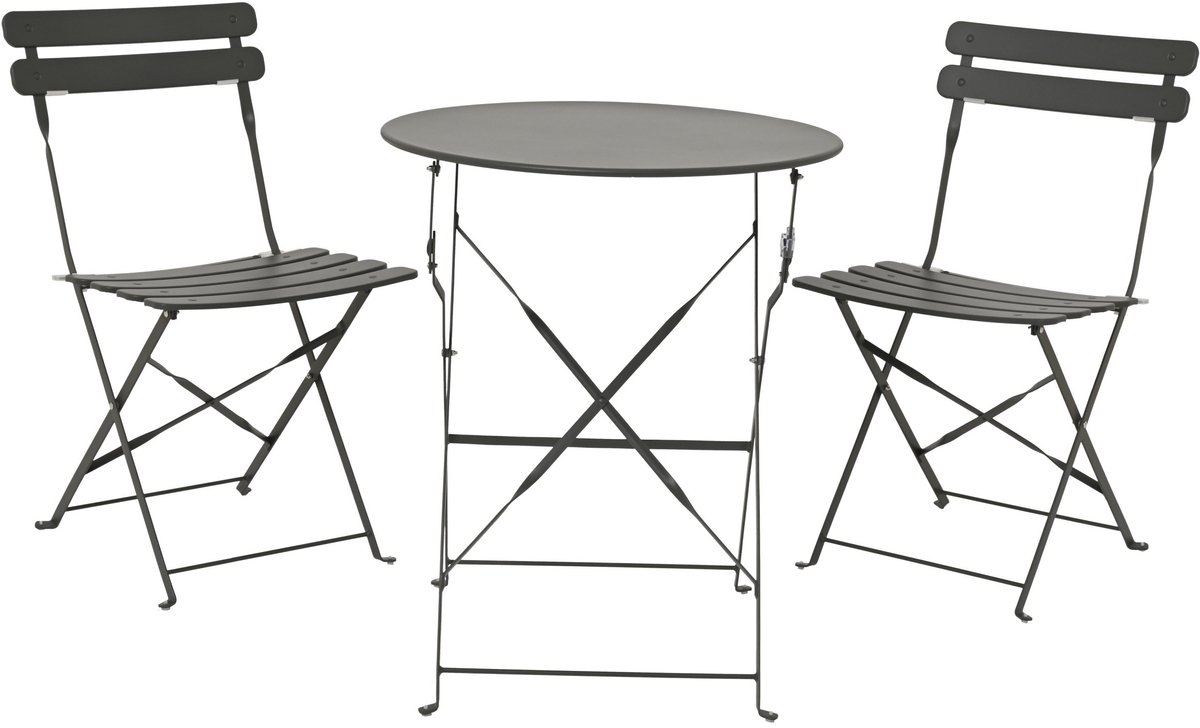 Bistroset staal 3-delig antraciet