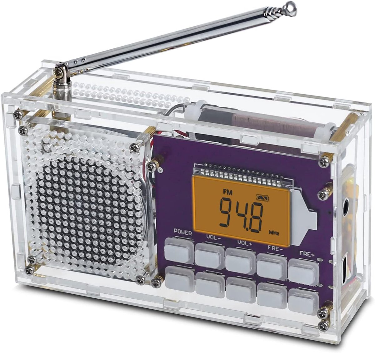 Draadloze FM-radio - Bouwpakket Klok - Soldeerprojecten Leren - Geheugenfunctie - FM MW SW - Zwart