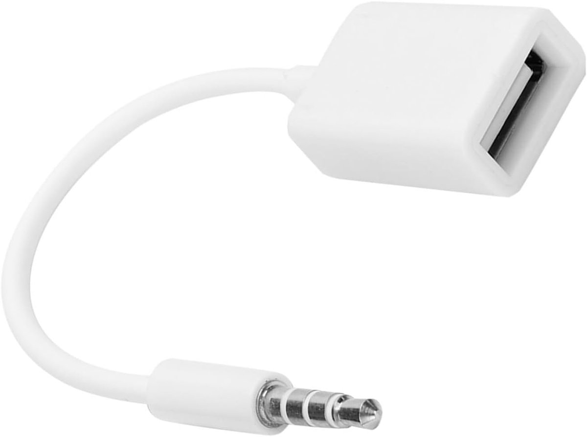 Aux Audio Adapter - Jack naar USB - Auto Muziek - Versterkte Kabel - 14cm Lengte