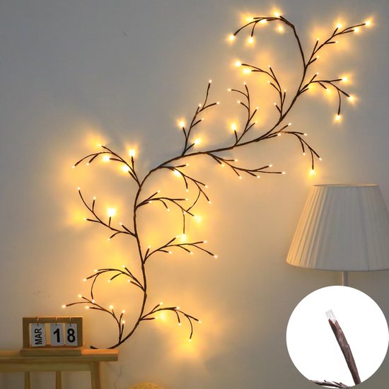 Foto: Lichtsnoer willow vine fairy lights lichttakken voor binnen 72 led string lights feeen verlichting 8 usb modes wilgentak remote control timer flexible artificial branches willow tree branch lights 1 9m pasen