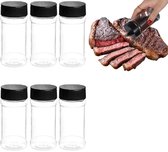6 stuks - Kruidencontainer - Kruidenpot - Kruidenpot met klapdeksel - Kruidendoos - Draagbare lege transparante kruidenpot - Plastic kruidenpotjes met deksel - Gietbaar - 42×42×104 mm - voor het bewaren van specerijen, kruiden en kruidenpoeders