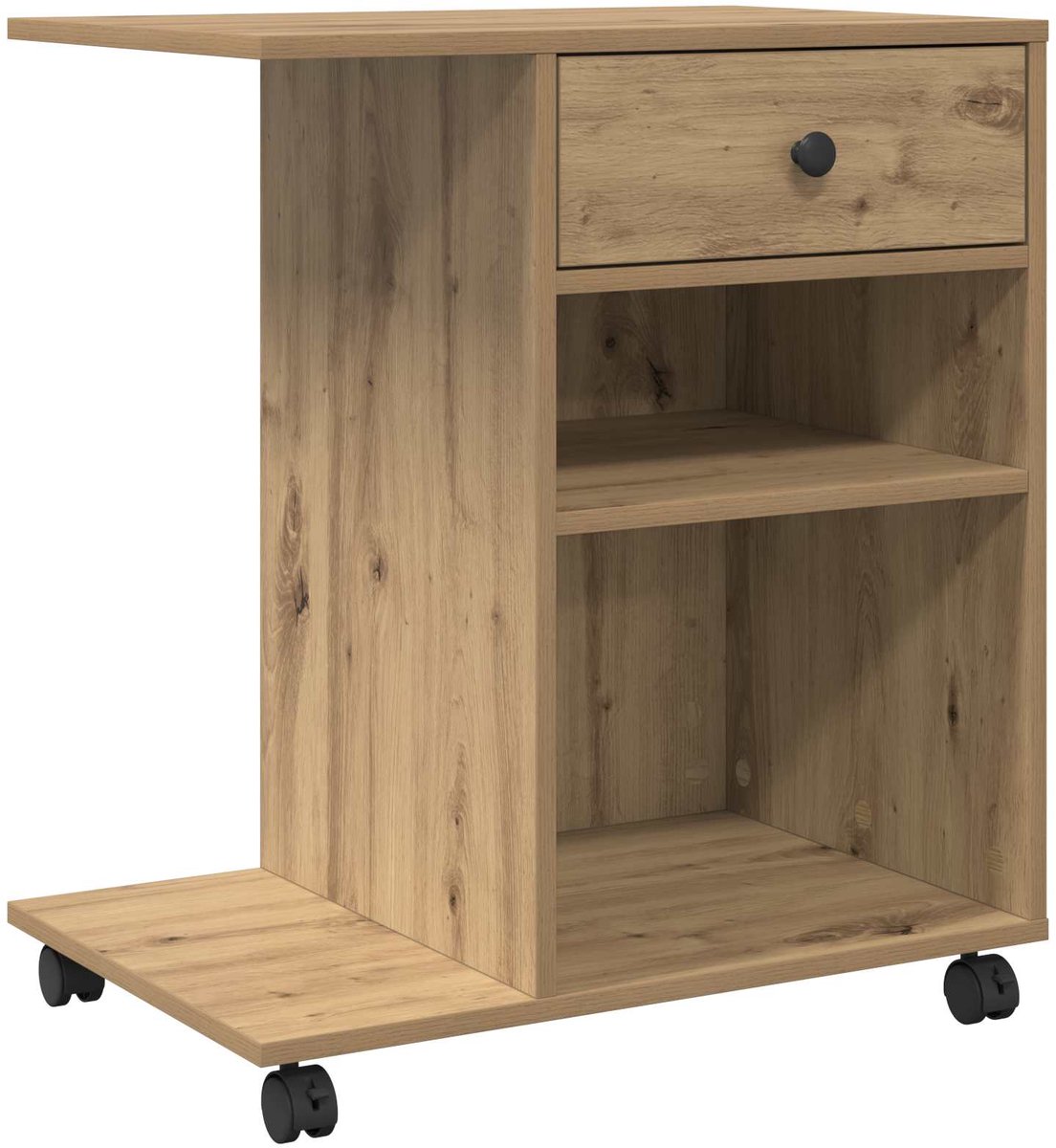vidaXL Printerstand - Artisanaal - eiken - 60 - x - 40 - x - 68,5 - cm - Bewerkt - hout Artisanaal eiken