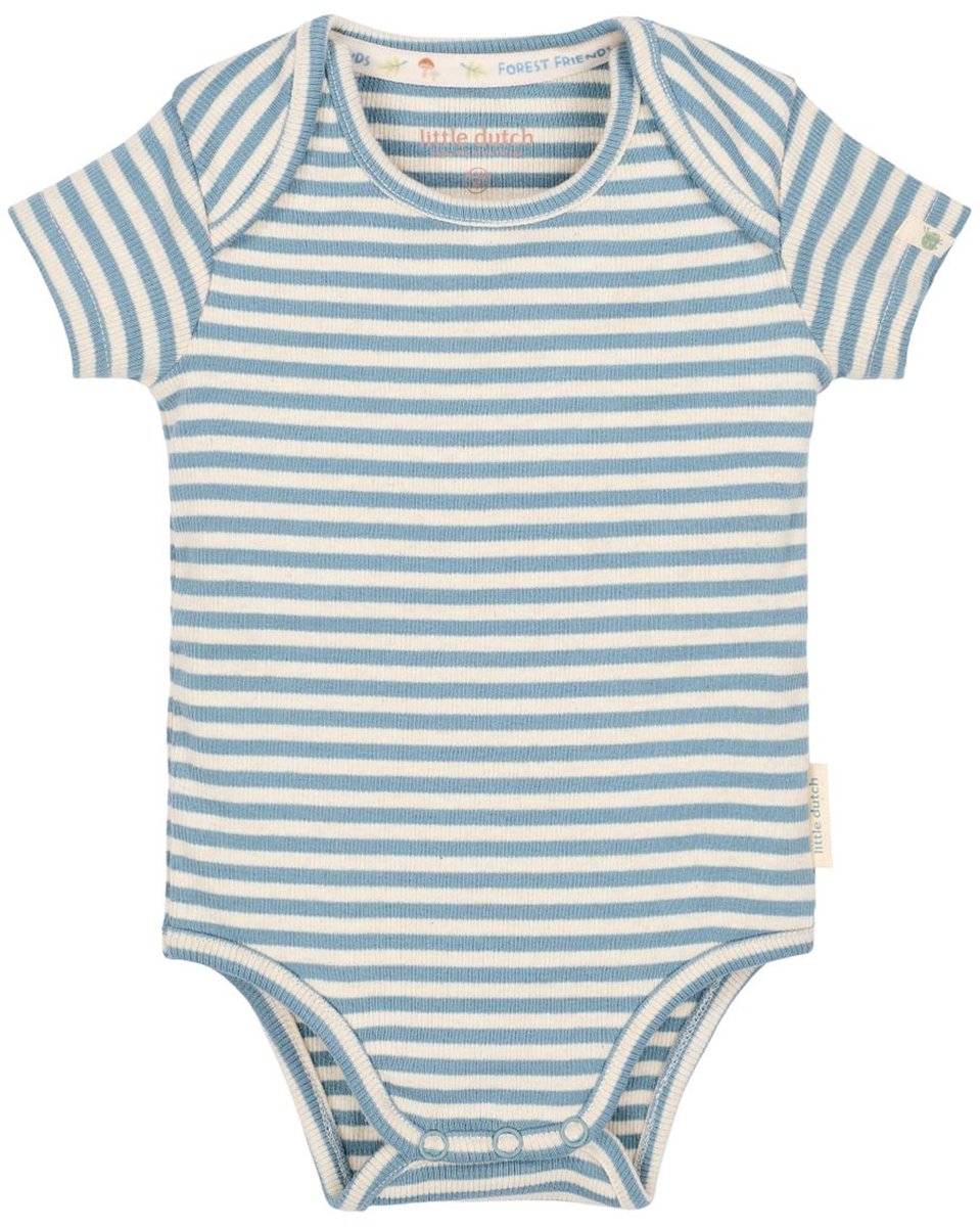Little Dutch Blue Stripe Korte Mouw Romper - Maat 74 - Stone