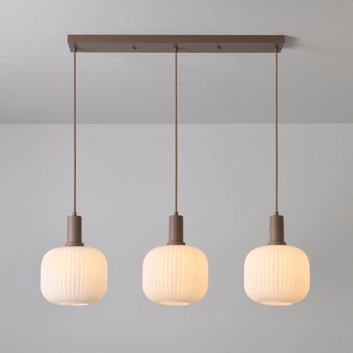 Lusenz - Hanglamp eettafel - 3 lichts Opaalglas - Design hanglamp - E27 Fitting - Dimbaar - Voor Eetkamer, gang, woonkamer, slaapkamer - Hoogte verstelbaar - Japandi hanglamp