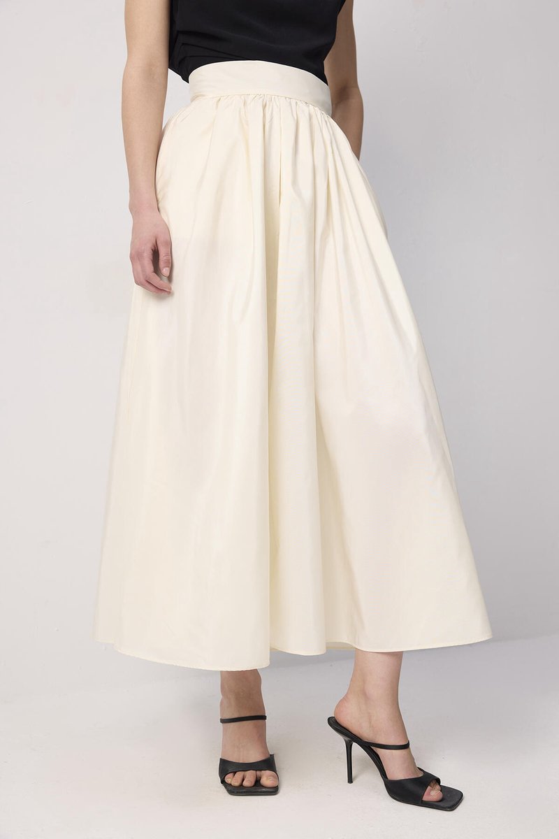 Touché Privé - Tafta rok met gerimpelde taille - Ecru - Dames