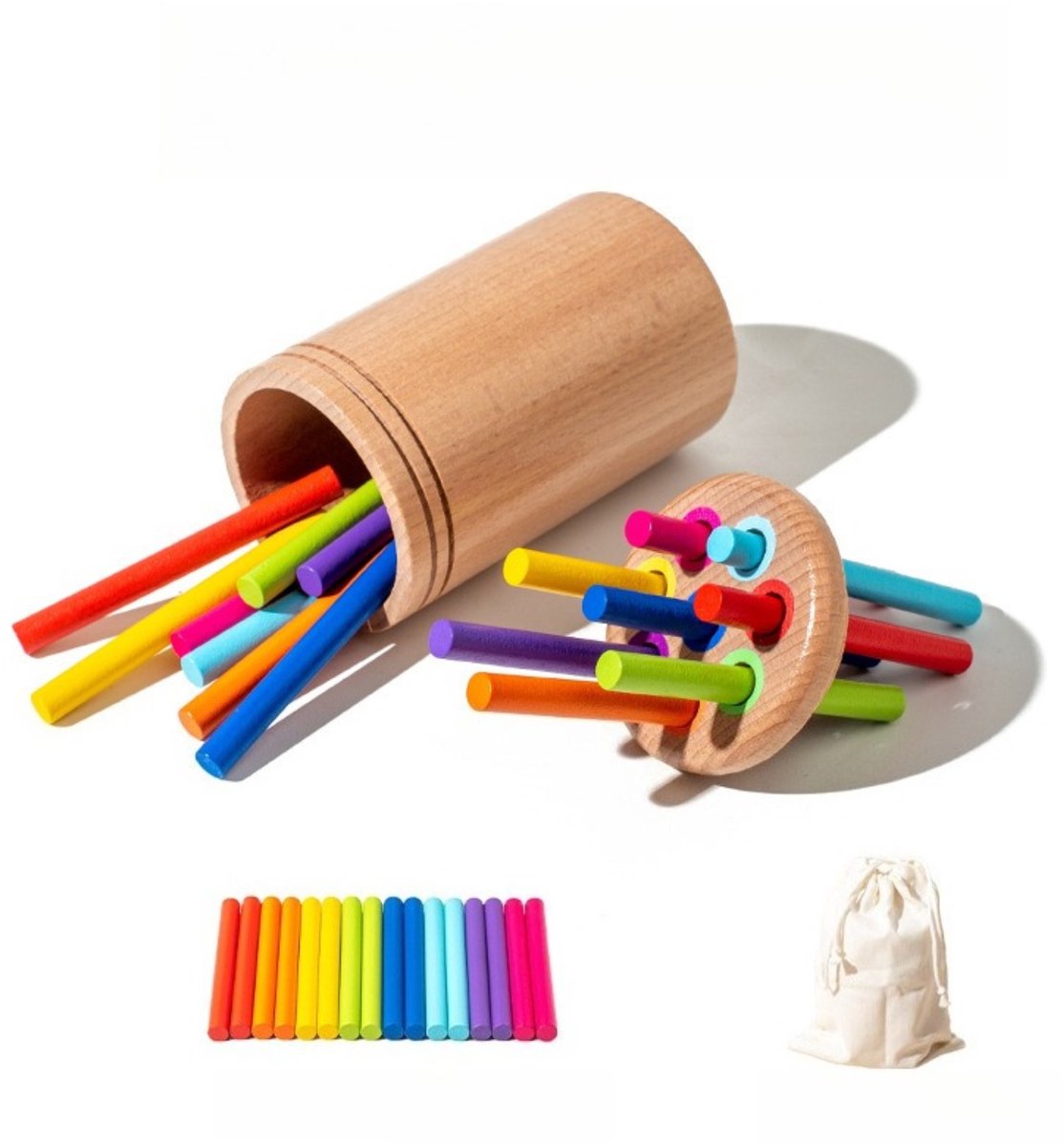 Montessori-houten Speelgoed Voor Kleuters Van 1-3 Jaar Om Kleuren Te Leren Sorteren – Speelgoed Voor De Fijne Motoriek, Zintuiglijk Koppelingsspel – Educatief Speelgoed Voor Kleuters, Cadeau