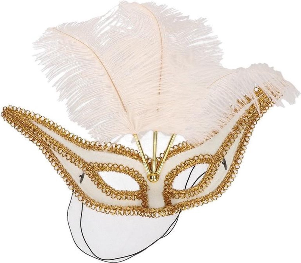 Oogmasker wit/goud met veren voor volwassenen - Gemaskerd bal/gala feest  accessoires -... | bol.com