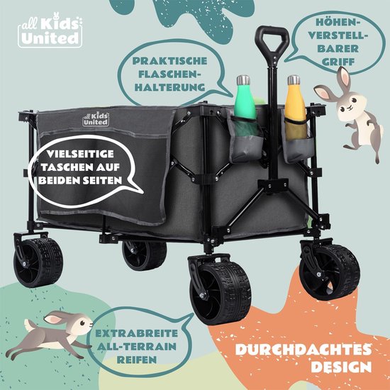 Opvouwbare Bolderkar met XXL Banden en Rem - Transportwagen voor Strand, Tuin & Camping (150 kg) van Opvouwbare Bolderkar — afbeelding 5
