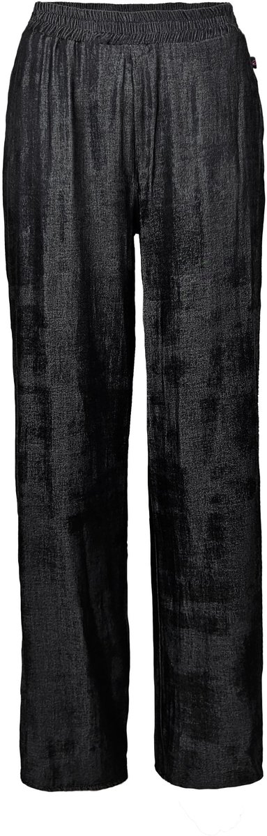 Zoen Woman - Hailey pants - Viscose glans broek - straight wide leg - Zwart Black - M
