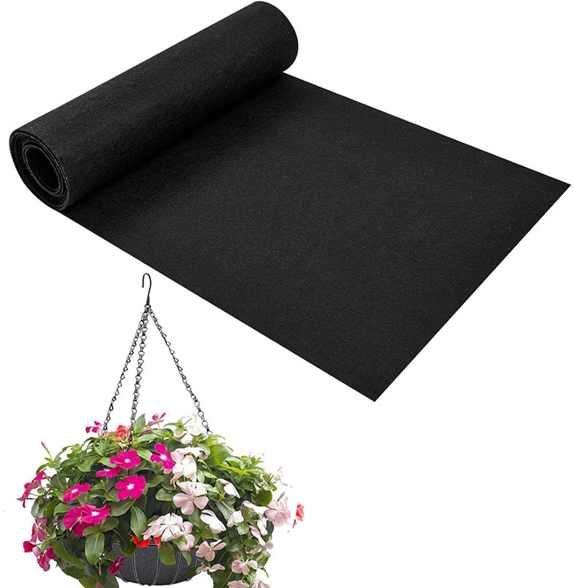 Viltrol - voor bloempotten -12x 120in - Zwart - Gemakkelijk te knippen - Voor tuin, bloempotten, vensterbanken en dierenbedden