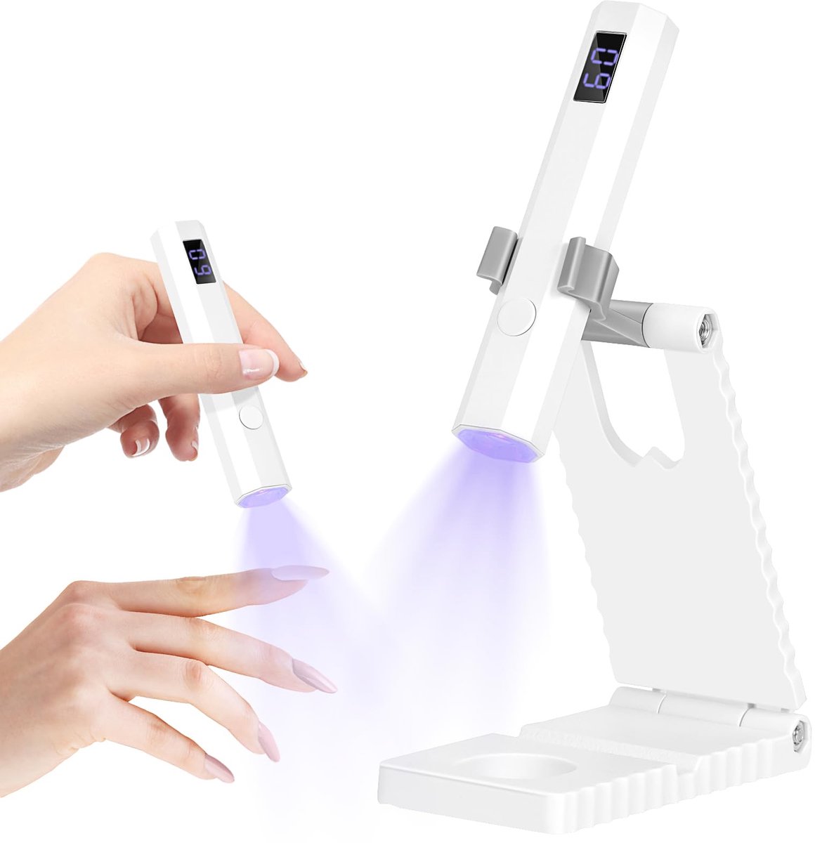 Namajunas - Mini Nagellamp - UV-lamp voor Gelnagels - Met Standaard - Oplaadbaar - Draagbare Nagellamp - LED Nagellamp - 2 Timerstanden Nageldroger - Nagel lamp - DIY-nagels - Nagelstyling