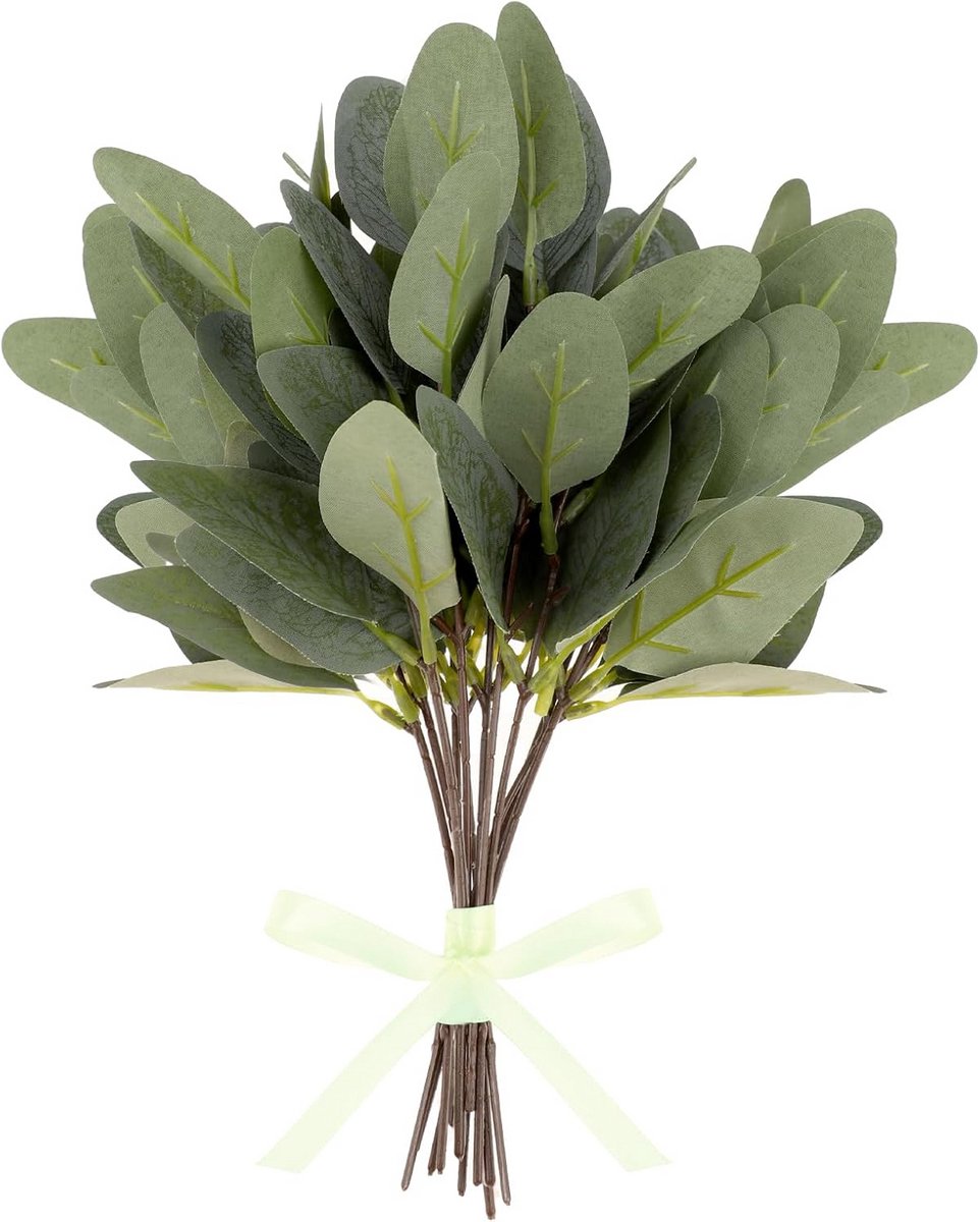 12x Kunstmatige Eucalyptus Takken Groen - Nep Groene Planten Decoratie