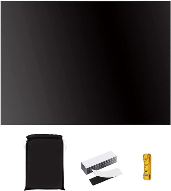 Verduisterende Gordijnen Zonder Boren - 145x200cm - Blackout Gordijn voor Babykamer & Slaapkamer - Thermisch Isolerend - Polyester - Zwart
