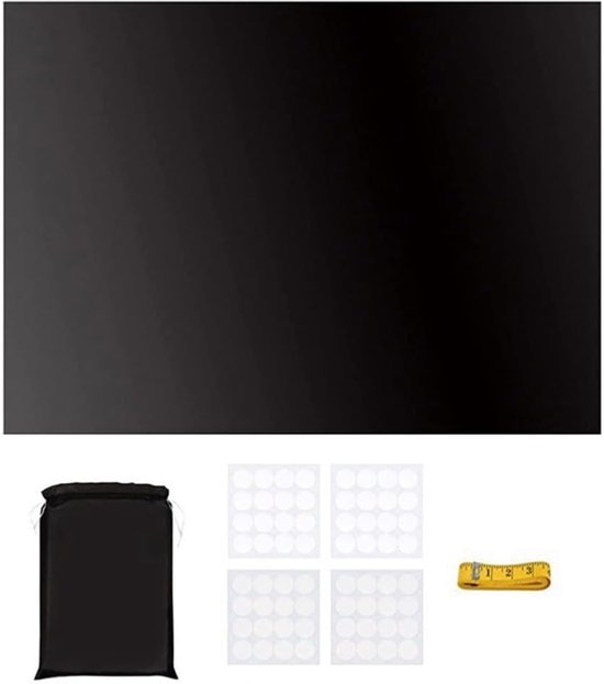 Overgordijnen - Verduisteringsdoek - Verduisterend Gordijn - 300x145cm - Blackout Gordijn Zonder Boren - Waterbestendig - DIY Op Maat te Knippen - Voor Thuis & Reizen - Zwart