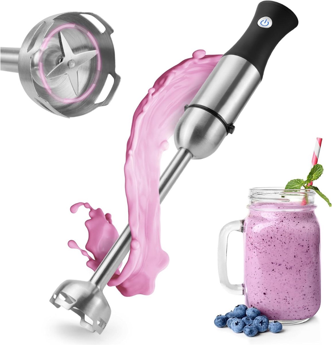 REN®Mixer staafmixer - Mixer - Mixer handmixer - Zwart/ Zilver - 15cm x 37cm x 8cm; 1.3 kg