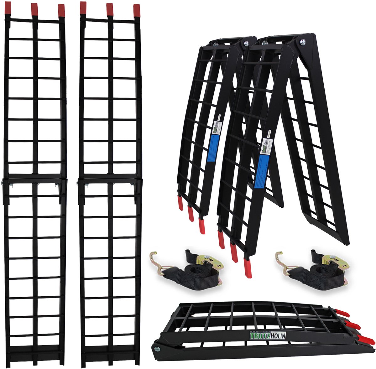 TRUTZHOLM - Oprijplaat - Set van 2 - 180 cm - 680 kg - Inklapbaar - Zwart - Antislip - Aluminium