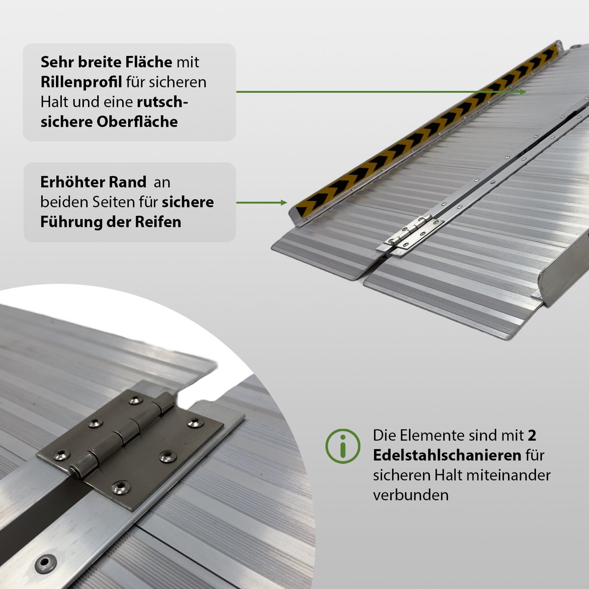 TRUTZHOLM Opvouwbare rolstoelhelling 91 cm Draagvermogen 272 kg Aluminium grijs Oprijplaat