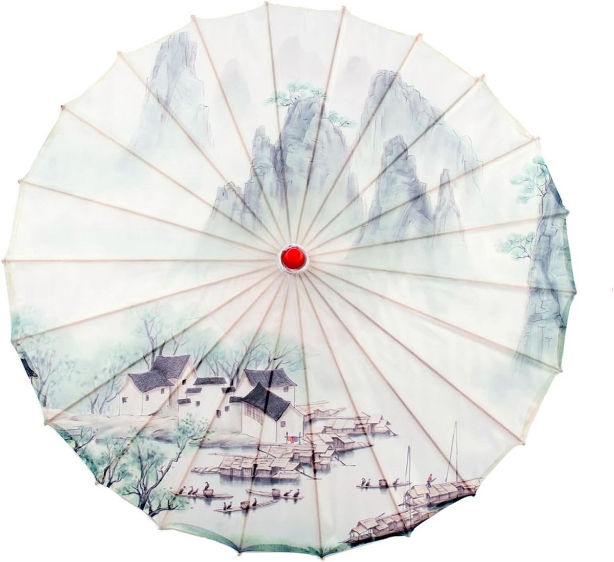 Geolied Papier Zijde Doek Paraplu Houten Handgemaakte Chinese Paraplu voor Decoratie en Dress Up