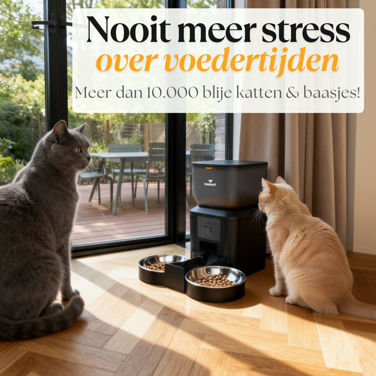 Tensfact Automatische Voerbak Kat met Full HD Camera Zwart - afbeelding 2