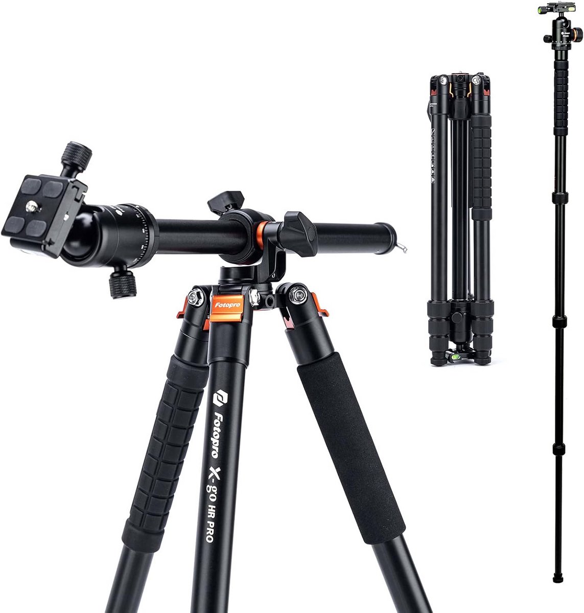Aluminium Camera Statief 190.5cm met Multi-positie Centrale Kolom en Monopod