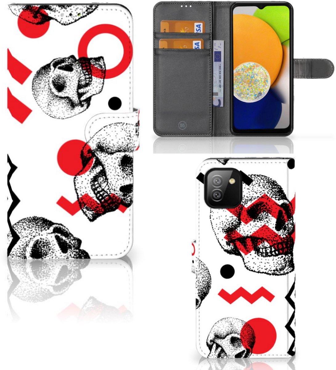 Telefoonhoesje met Naam Samsung Galaxy A03 Skull Red