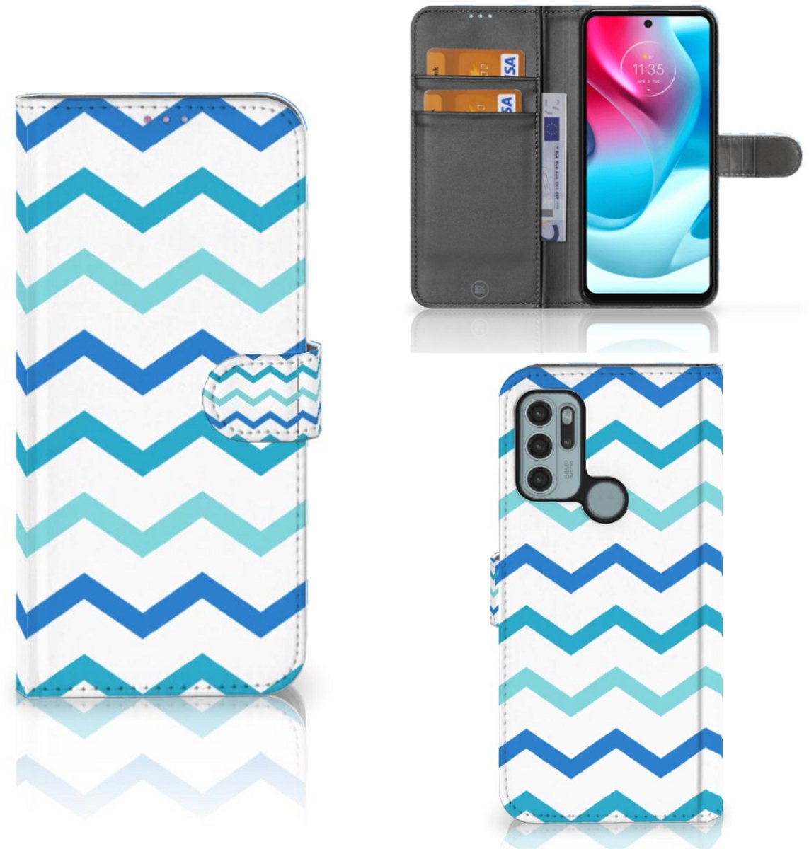 Motorola Moto G60s Telefoon Hoesje Zigzag Blauw