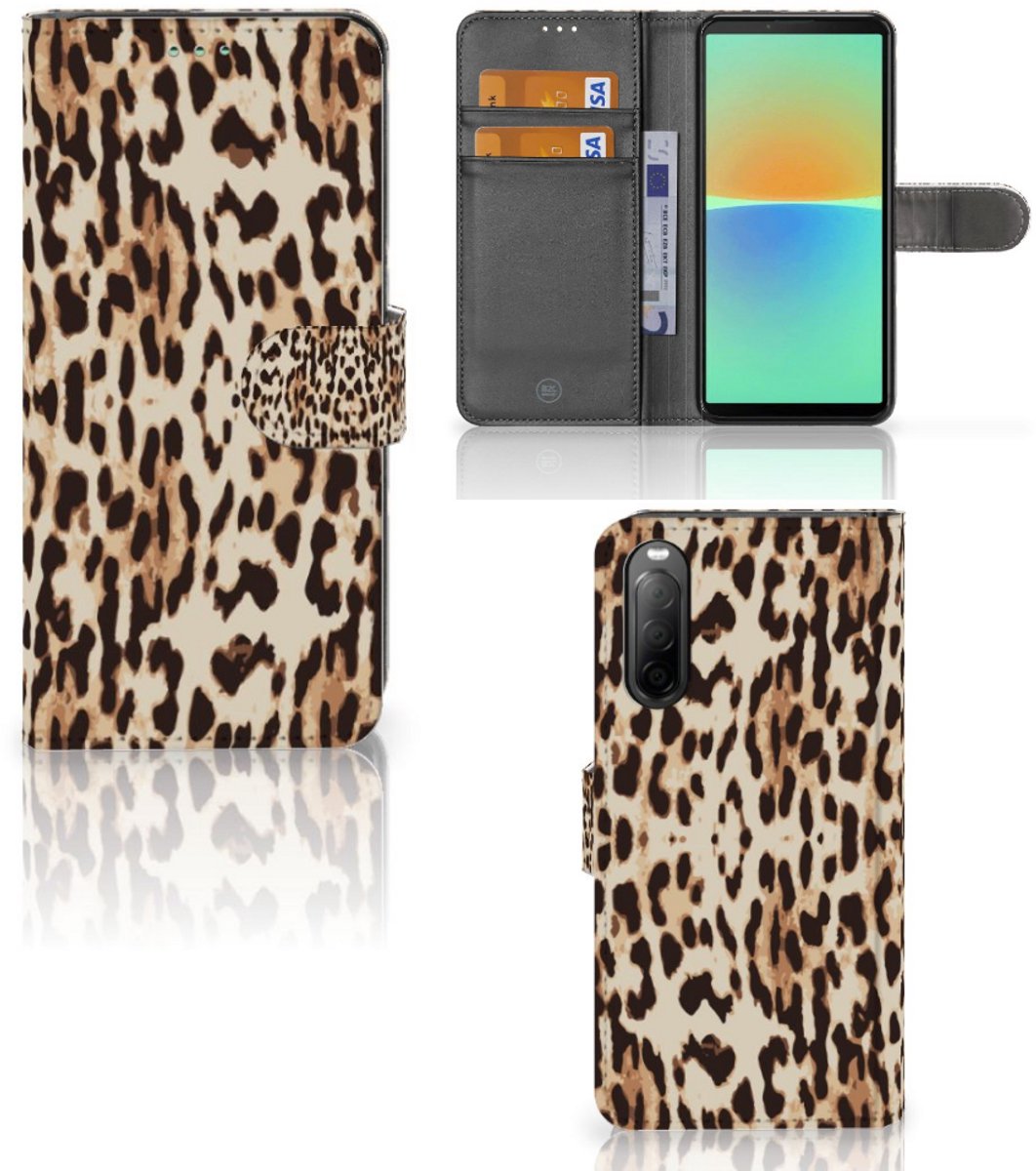 Sony Xperia 10 IV Telefoonhoesje met Pasjes Leopard