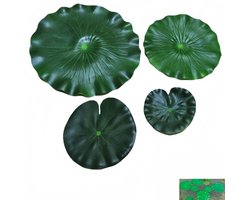 4 stuks - leliebladeren voor vijvers - kunstmatige drijvende schuimrubberen lotusbladeren - voor vijvers, geschikt voor koivijvers, terrassen en aquariums - 40cm+28cm+22cm+18cm + groen
