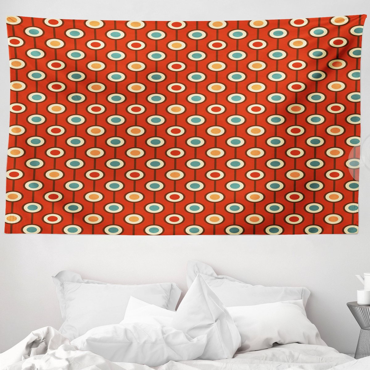 ABAKUHAUS Abstract Wandtapijt en Sprei, Hippie Polka Dots in jaren 60-stijl, 230 x 140 cm, Multicolor Veelkleurig