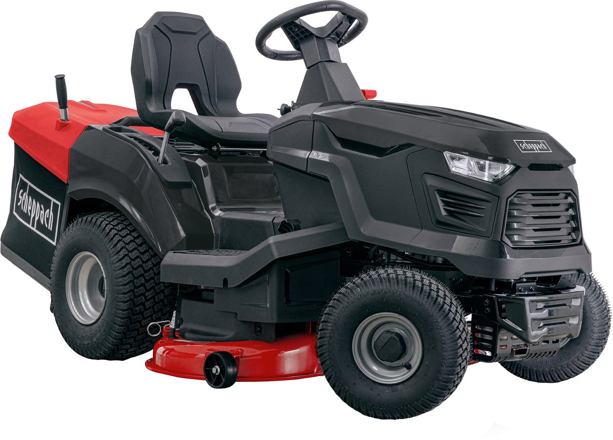Scheppach Benzine Zitmaaier TMR-452-98C - Maaibreedte: 98cm - 12,5pk/9.2kW/4-takt motor/452cm3 - 245L opvangbak - Maaihoogte verstelbaar in 7 stappen: 30-90mm - LED koplampen - voor gazons tot 5000m²