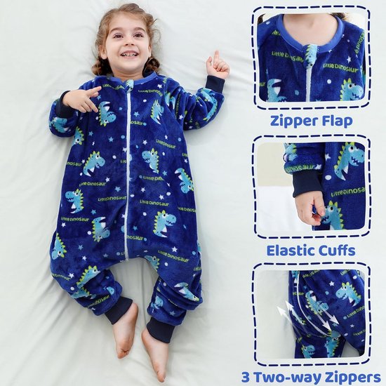 Slaapzak met Voeten voor Kinderen 2,5 TOG - Flanellen Pyjama voor Winterse Nachten van Merkloos — afbeelding 4