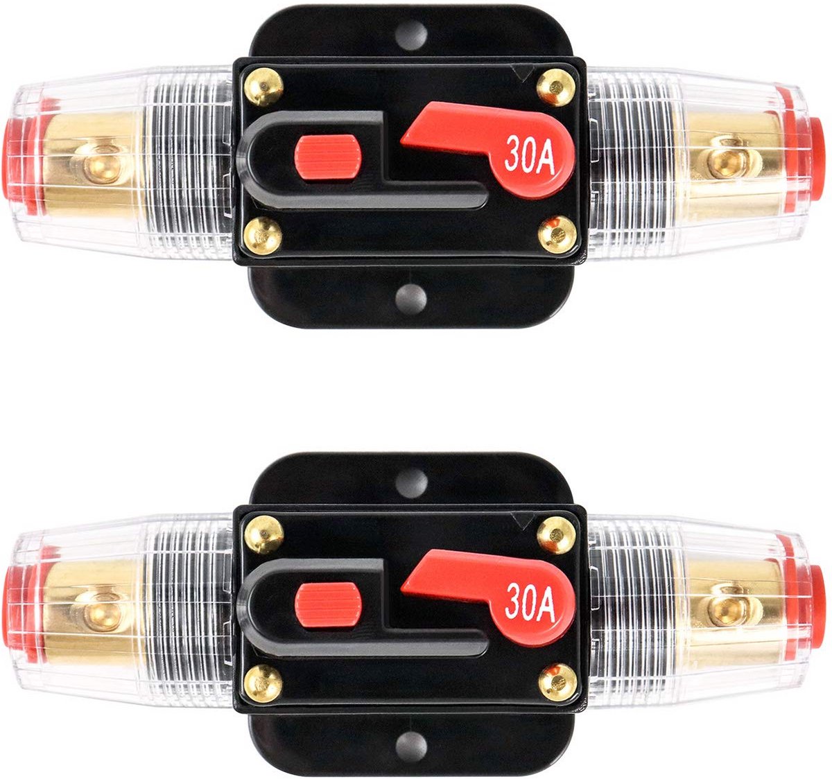 2-Pack Miniatuur Stroomonderbreker 30 AMP Reset Zekering 12-24 V DC voor Auto en Marine