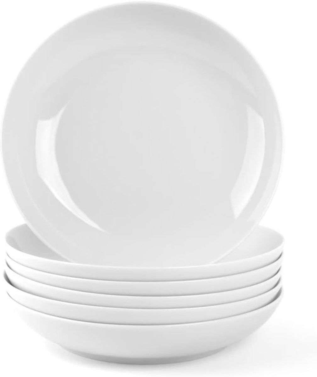 Set van 6 witte porseleinen borden 20 cm Plat Professioneel Servies