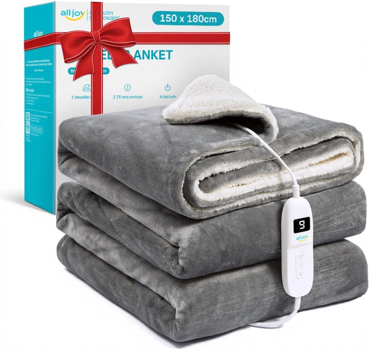 Elektrische deken 180x150 cm - Extra Grote Warmtedeken met 9 standen en Timer - Machine Wasbaar Flanel