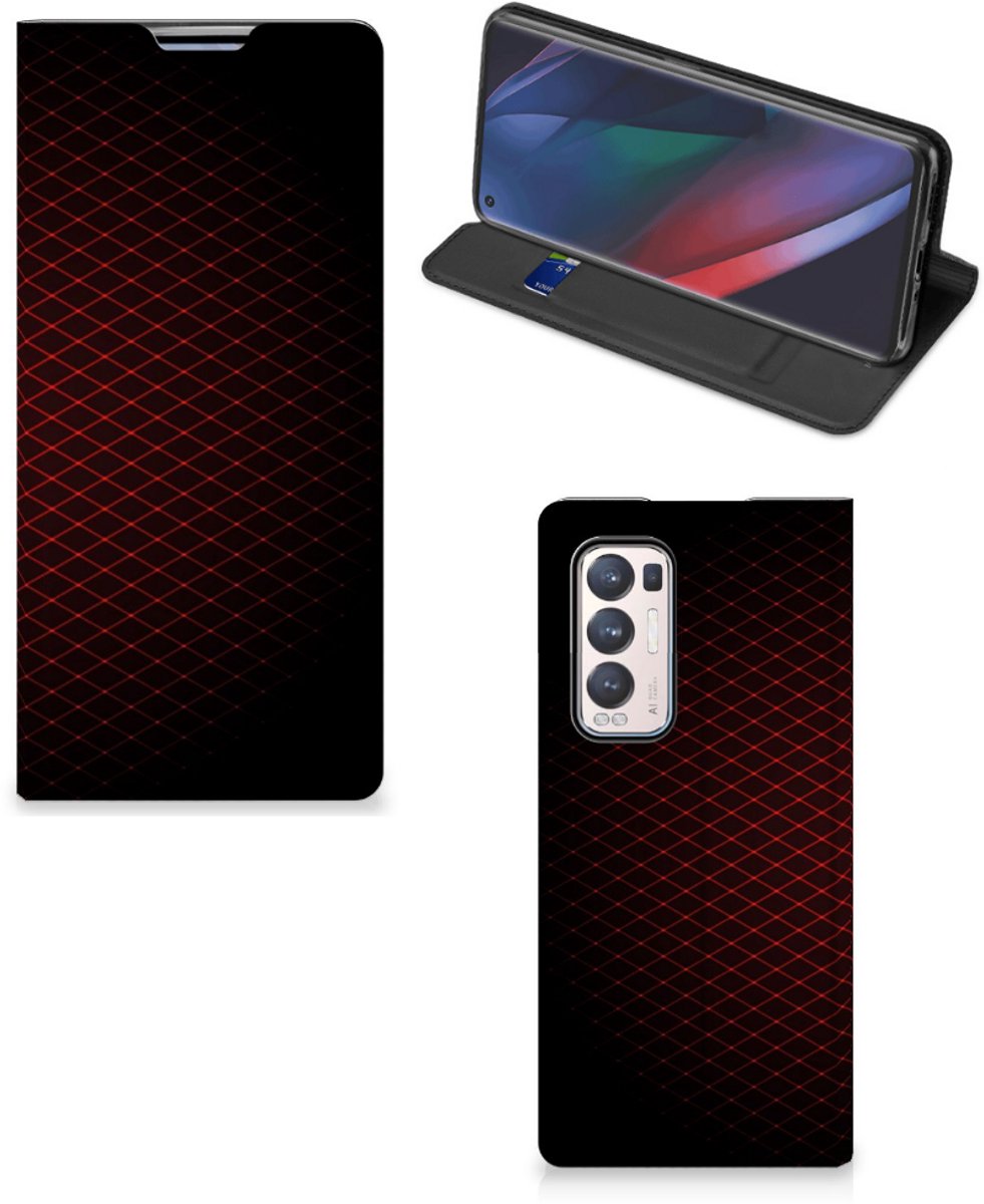 OPPO Find X3 Neo Hoesje met Magneet Geruit Rood