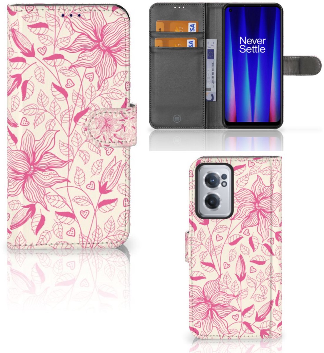 OnePlus Nord CE 2 Hoesje Pink Flowers