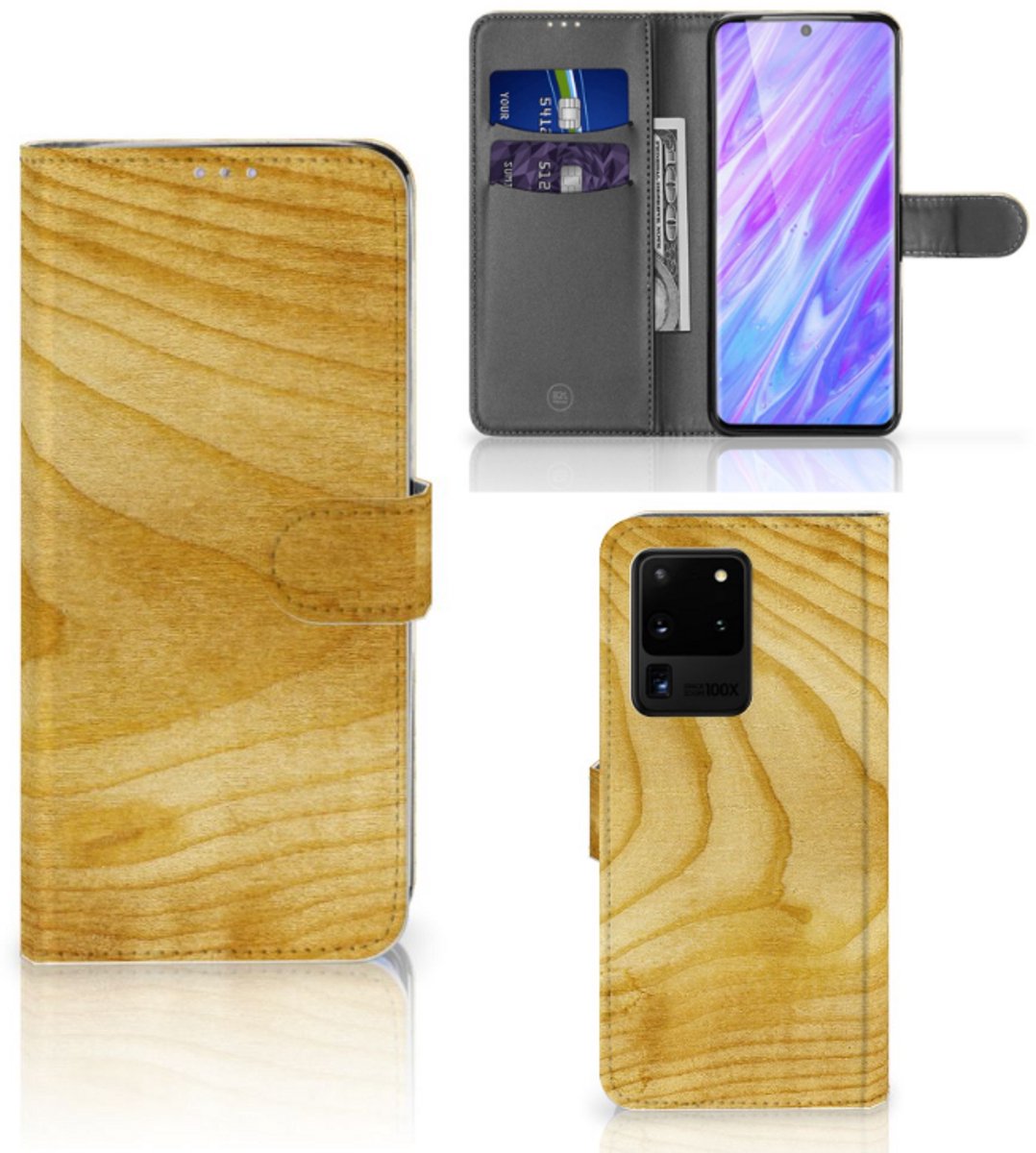 Samsung Galaxy S20 Ultra Book Style Case Licht Hout