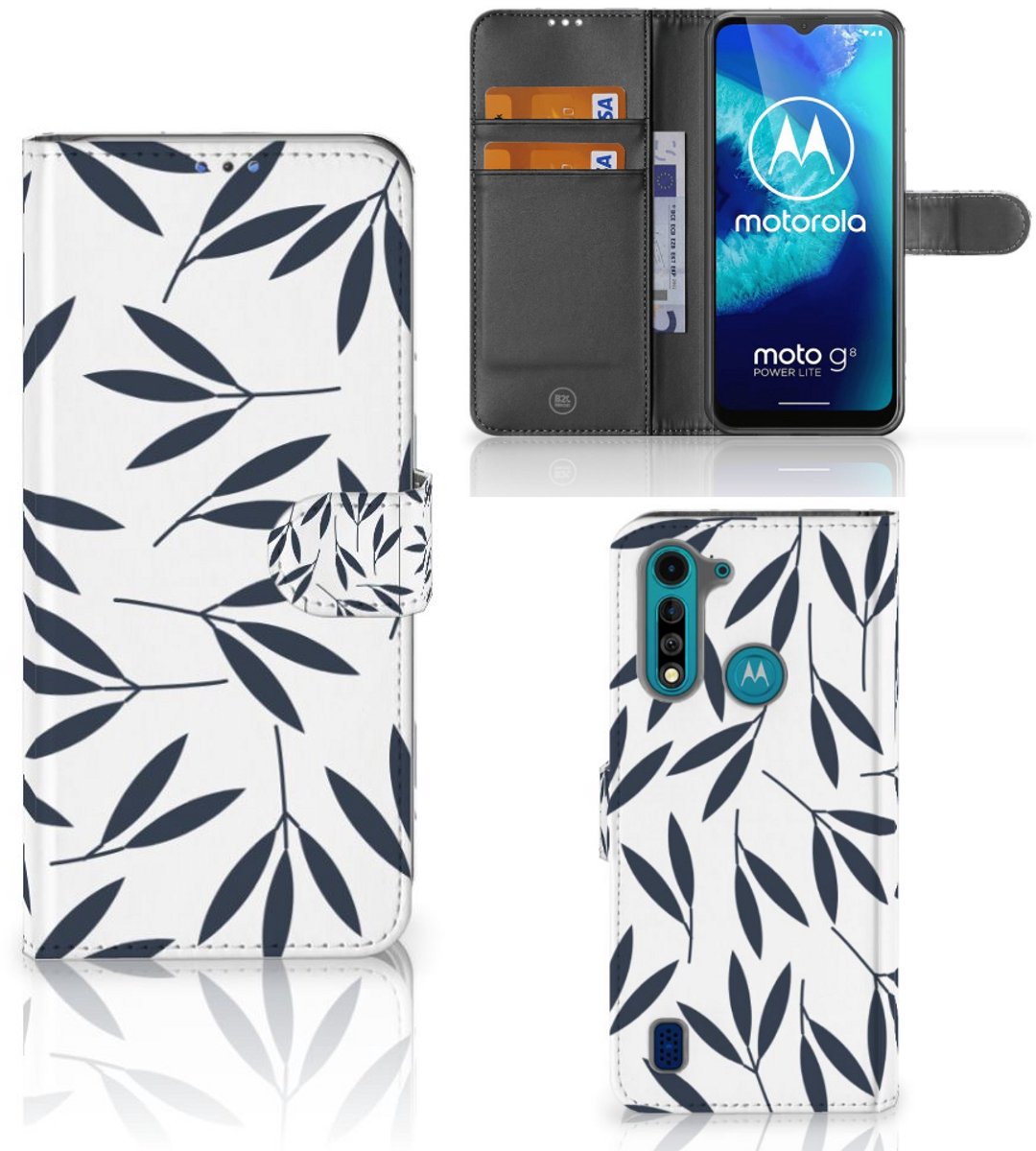 Motorola G8 Power Lite Hoesje Leaves Blue